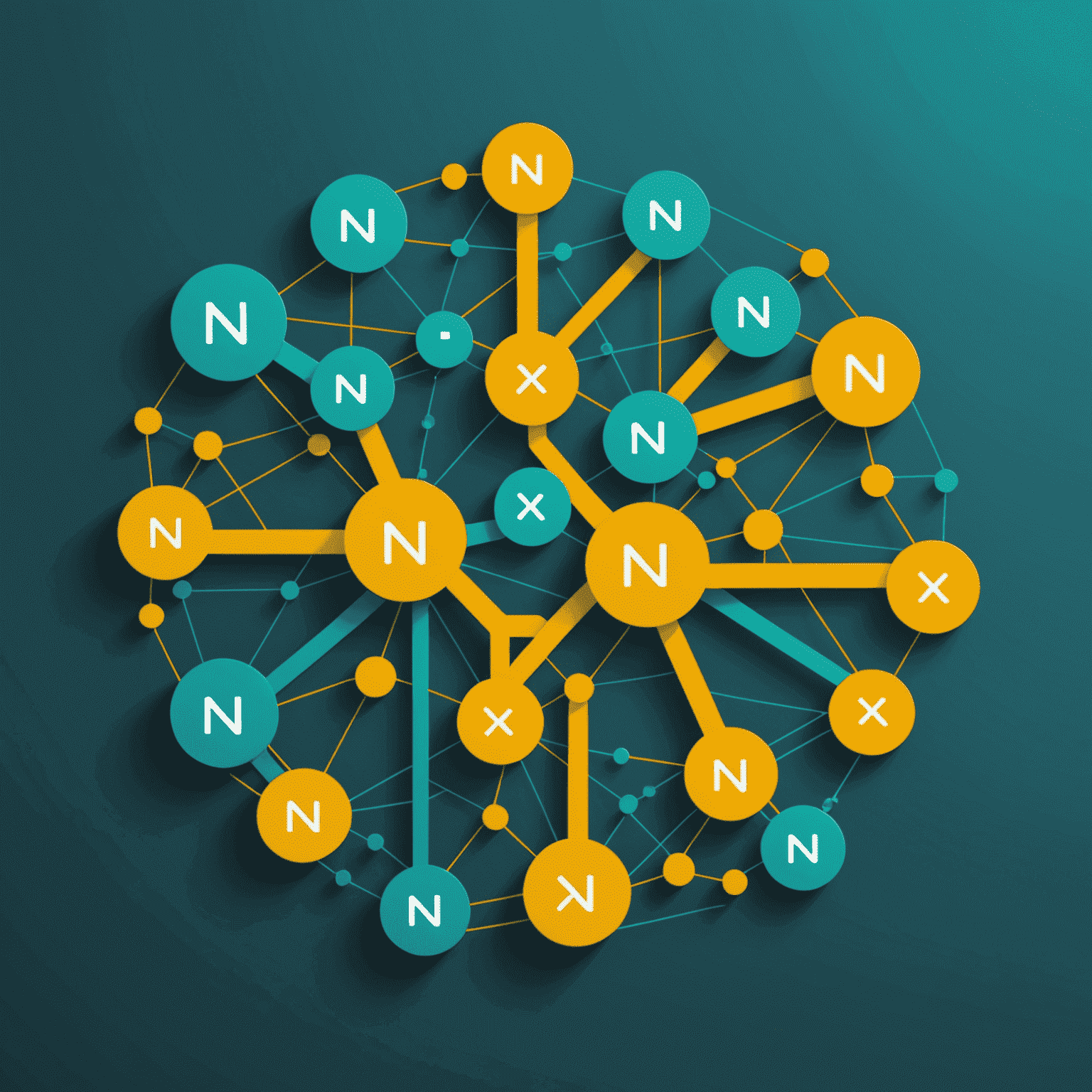 NexusPlan SA logo featuring a stylized nexus of connections in teal and yellow, symbolizing smart financial connections