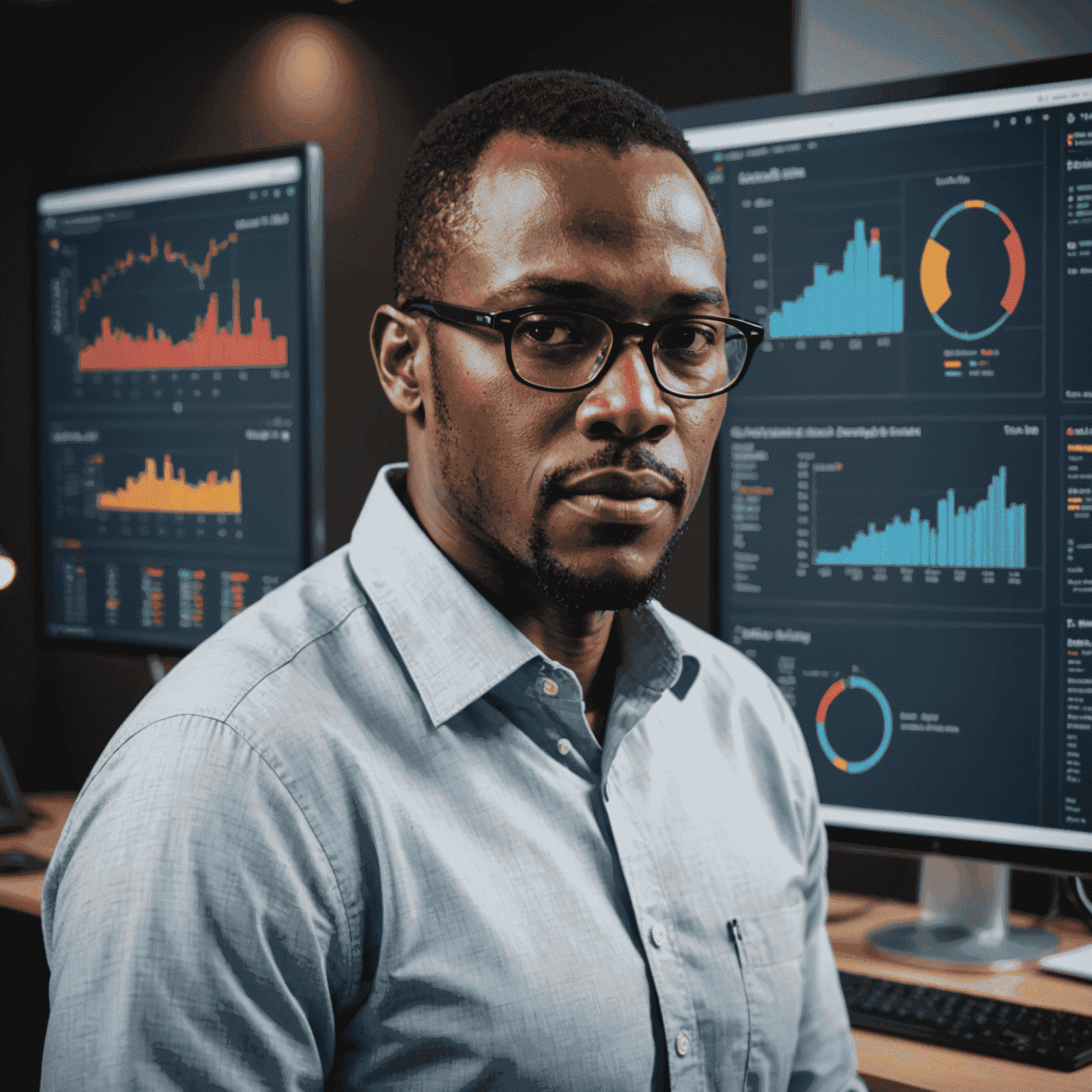A South African data analyst using advanced visualization tools to interpret big data for resource planning